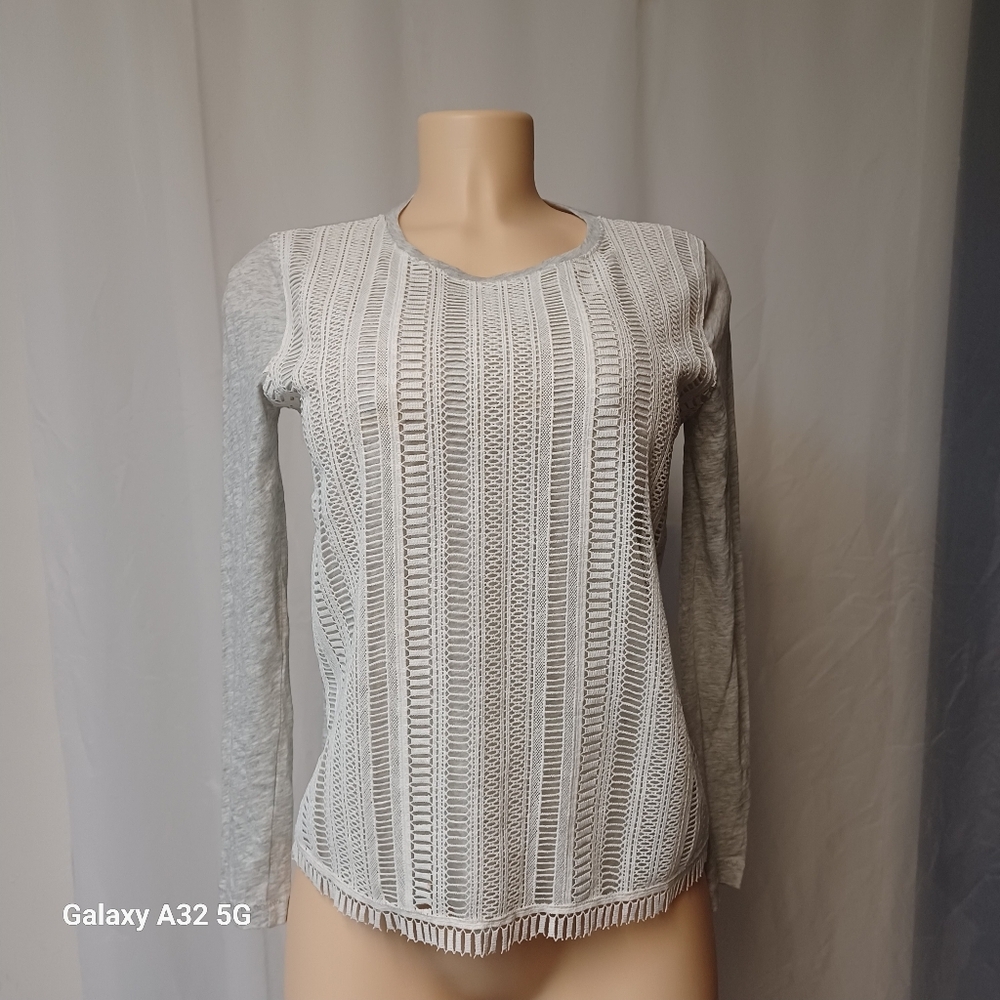 J. Crew Cream Ribbed Long Sleeve Blouse Size S